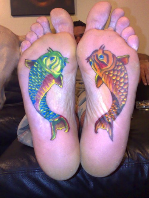 Colored Carp Fish Tattoos Underfoot